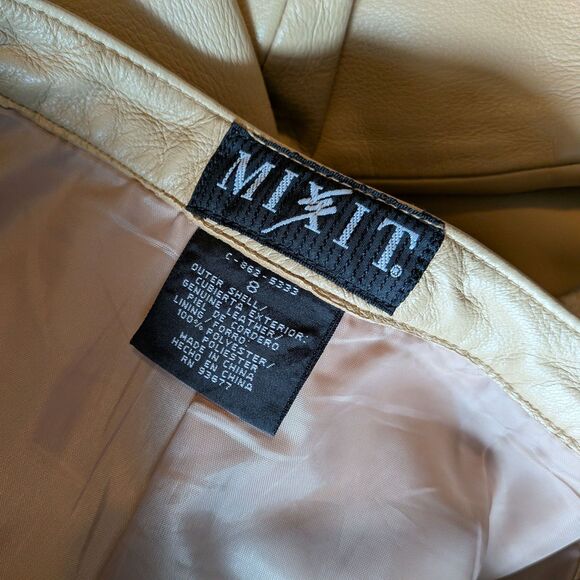 Vintage Y2K Mixit Leather Pants Tan High Rise Western Biker Size 8 - Picture 8 of 10